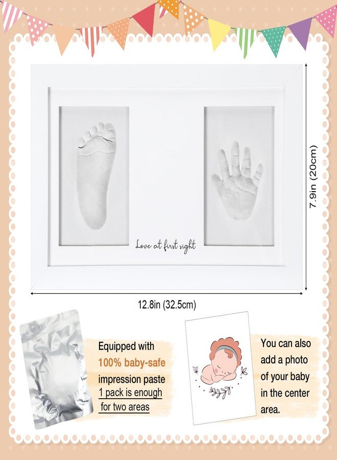 BrightRow My First Year Baby Photo Display Frame Baby Hand and Footprint Kit 12 Months Growth Record Impression Paste Handprint Keepsake Frame 1st Birthday Party New Mom Gift and Decoration (White) - Image 3